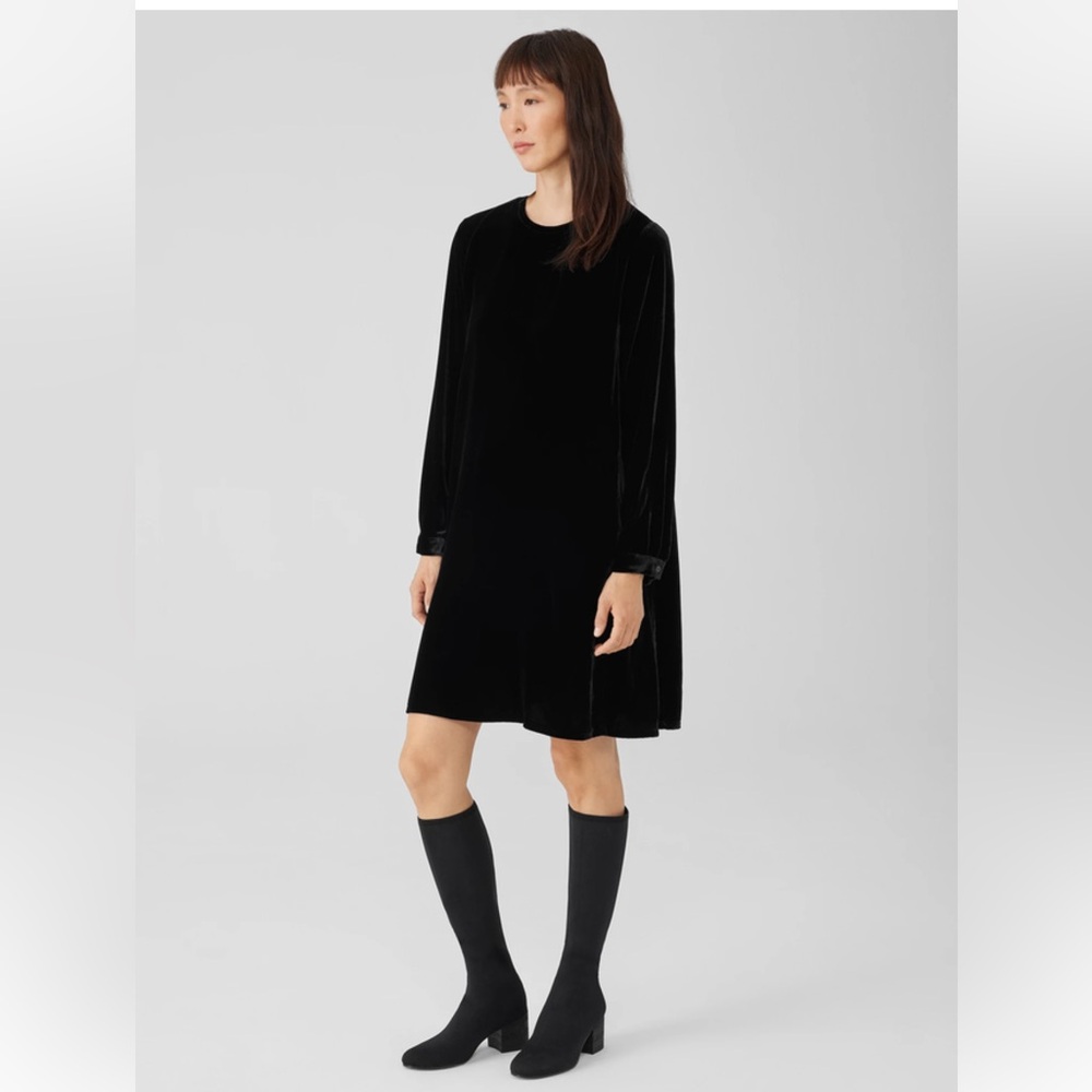 NWT Eileen Fisher Velvet Crew Neck Dress- Size XXS